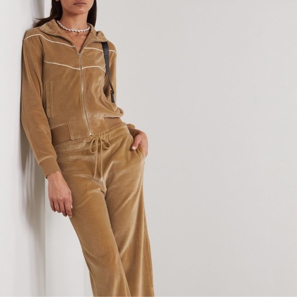 Nili Lotan Women's Andreas Velour Track Jacket Size XS Color tan White - Picture 6 of 12